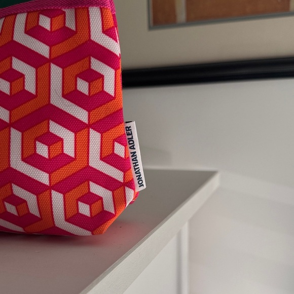 Jonathan Adler Pink and Orange Geometric Pouch Duo Bundle (2) - Picture 4 of 6